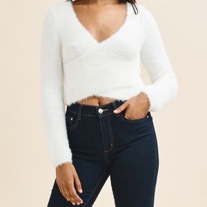 Dynamite White Fuzzy Sweater